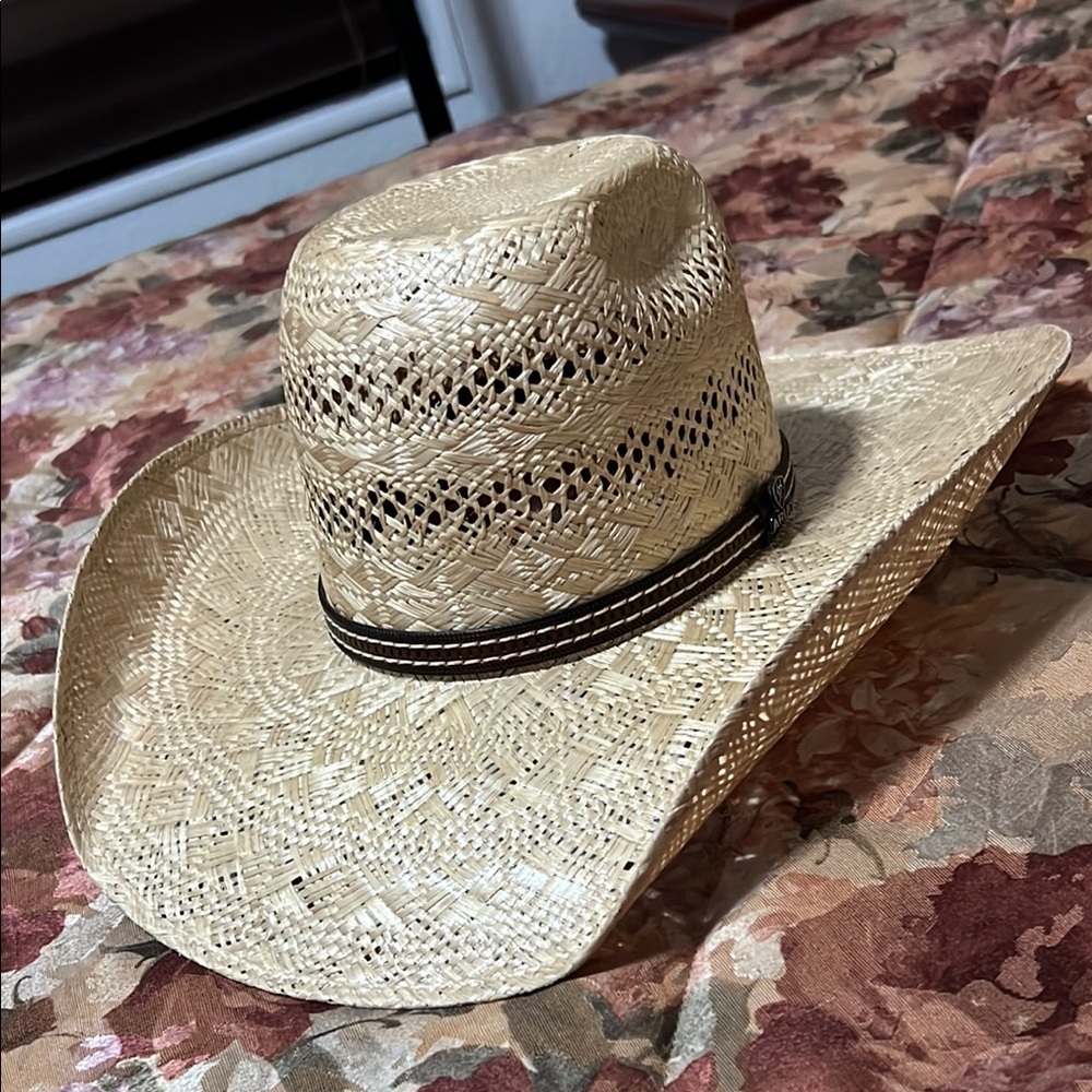 Ariat Tan Western Straw Hat with Ventilated Weave 7 1/8